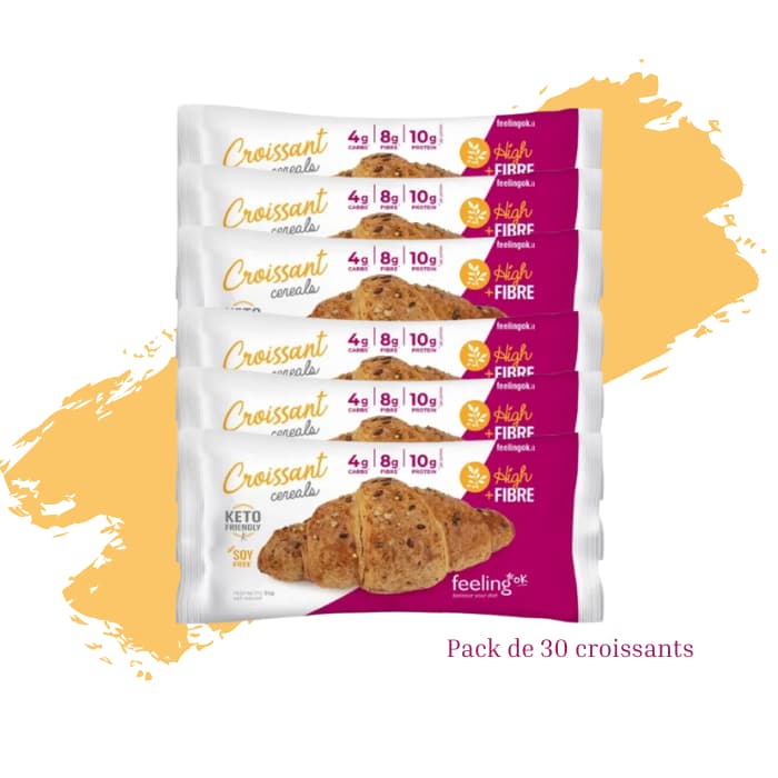 Feeling Ok, Croissant Protéiné aux Céréales, Carton de 30 pièces.