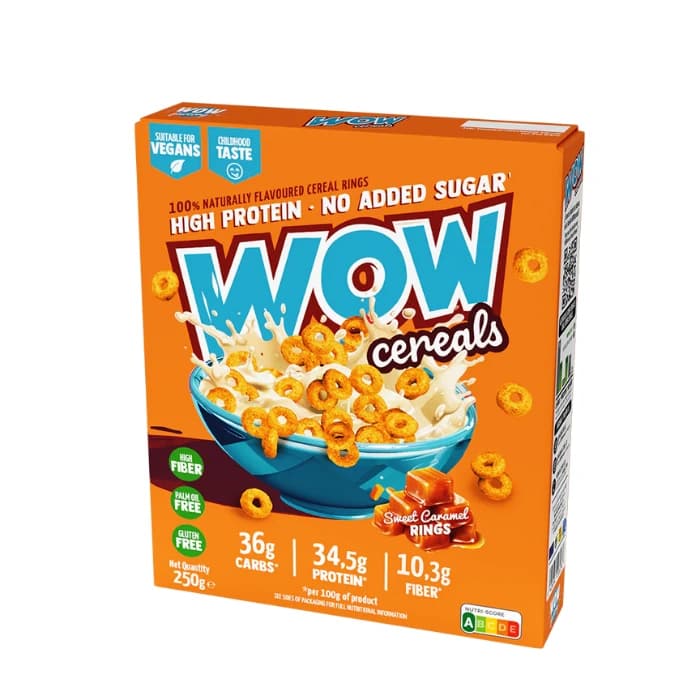 Wow Cereal – Céréales Protéinées Sans Sucre Saveur Caramel – 250g