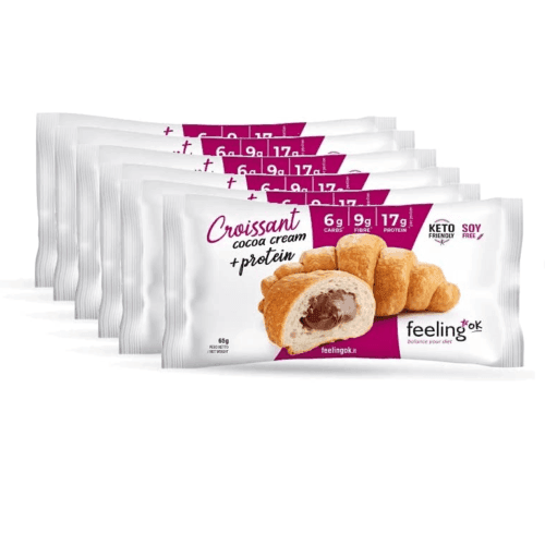 Feeling Ok, Croissant Fourré choco Protéiné, 16g de Protéines, 30 unités.