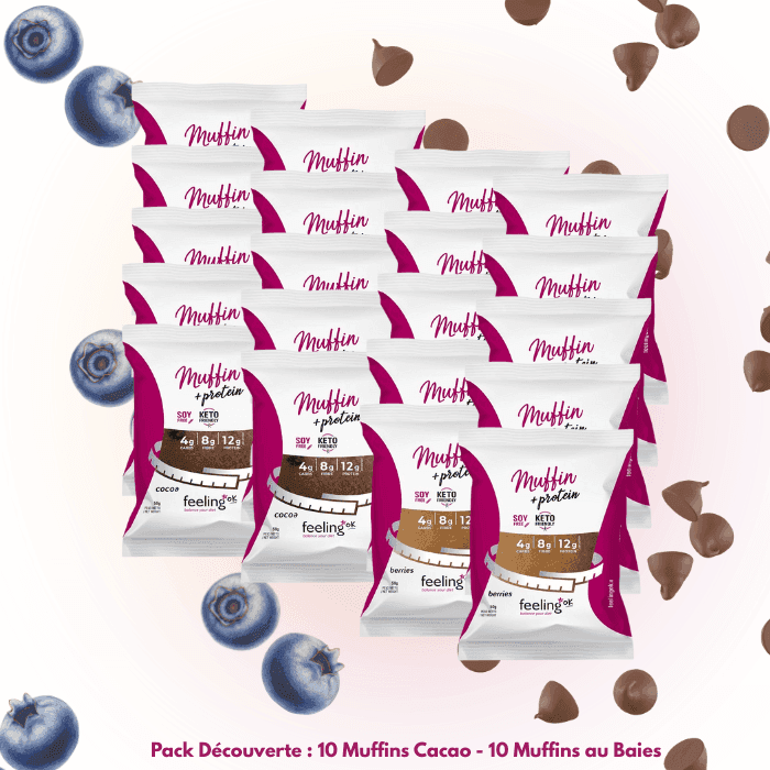 Feeling Ok, Pack Découverte 10 Muffin Cacao – 10 Muffin Baies.