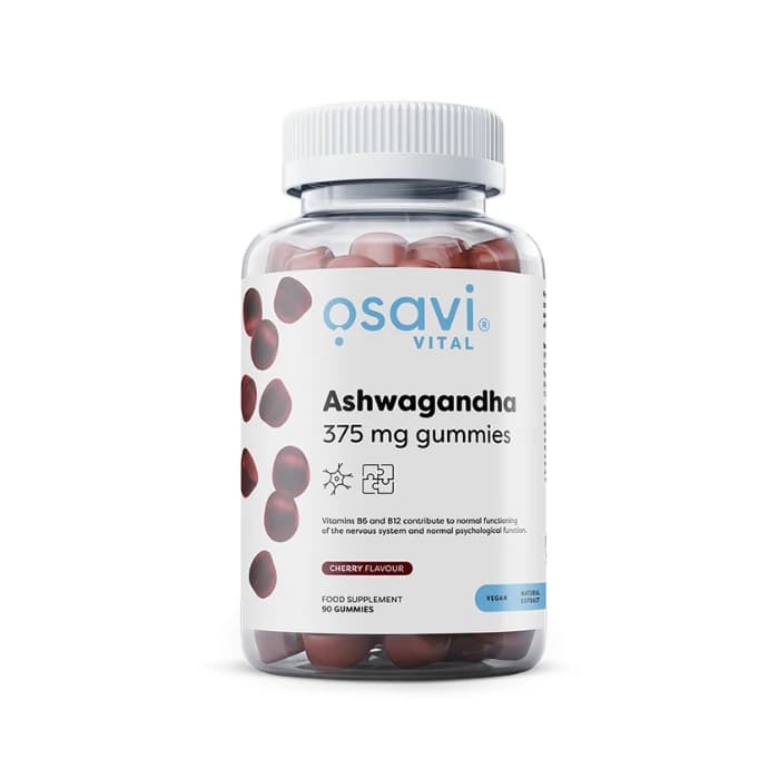 حلوى أشواغاندا اللزجة 375mg Osavi - بنكهة الكرز - 90 gummies