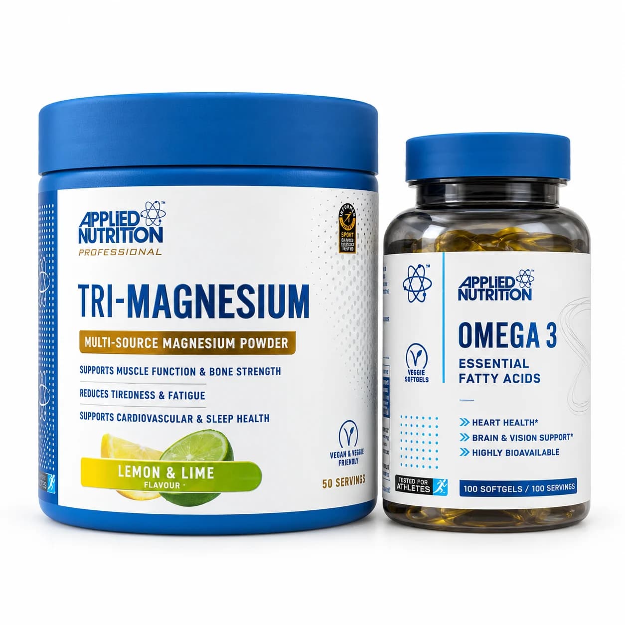 Pack Applied Nutrition : Tri-Magnesium Lemon & Lime et Oméga 3 — photo retouchée du dépôt