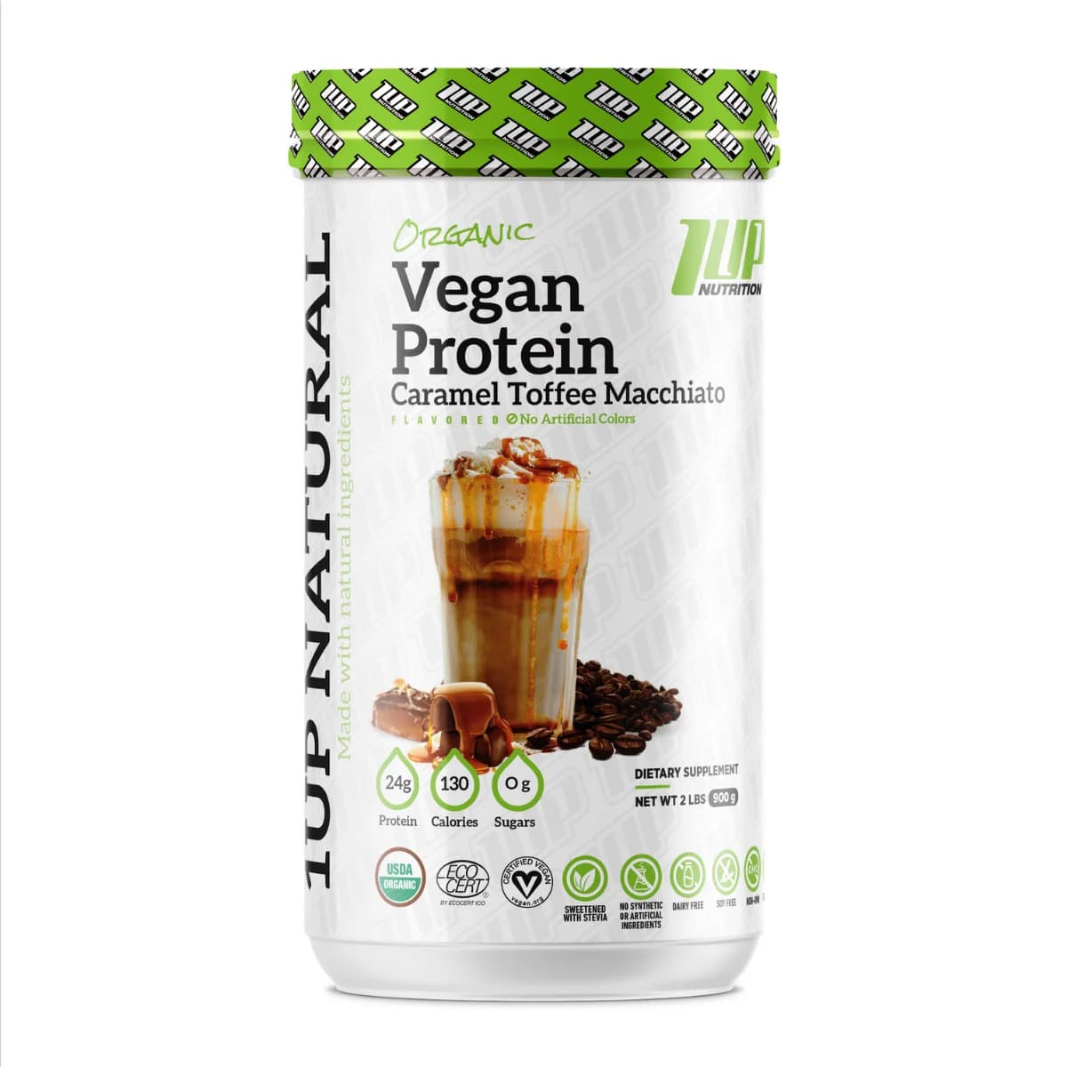 1Up Nutrition، Protein Vegan، Caramel Toffee Macchiato، 900g