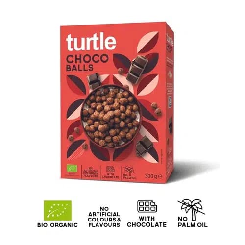 Turtle، Choco Balls، حبوب الإفطار المقرمشة بالشوكولاتة العضوية، 300 g
