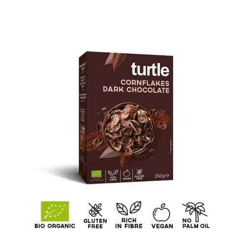 Turtle, Cornflakes Dark Chocolat, Bio, 250 g