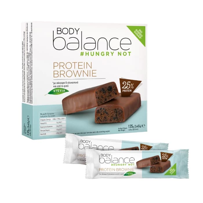Body Balance، 3× ألواح البروتين 25% Brownie، 135g