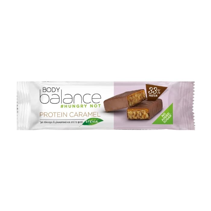 Body Balance، ألواح البروتين 33% Caramel، 45g.
