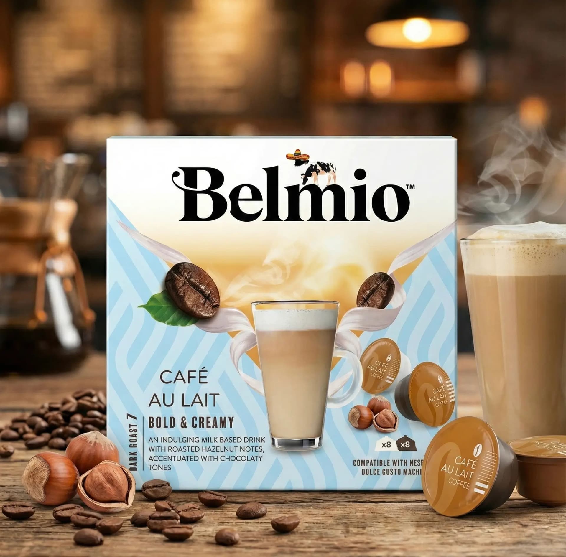 Belmio Café au Lait – Capsules Compatibles Dolce Gusto (16 capsules)