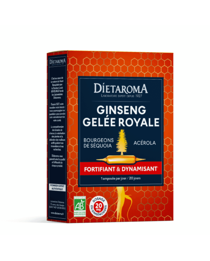 Dietaroma Ginseng Gelée Royale Acérola – 20 ampoules de 10 ml – photo du produit