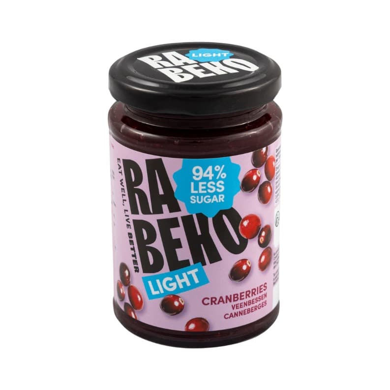 Rabeko Confiture Light Canneberges 230 g – 94 % moins de sucre