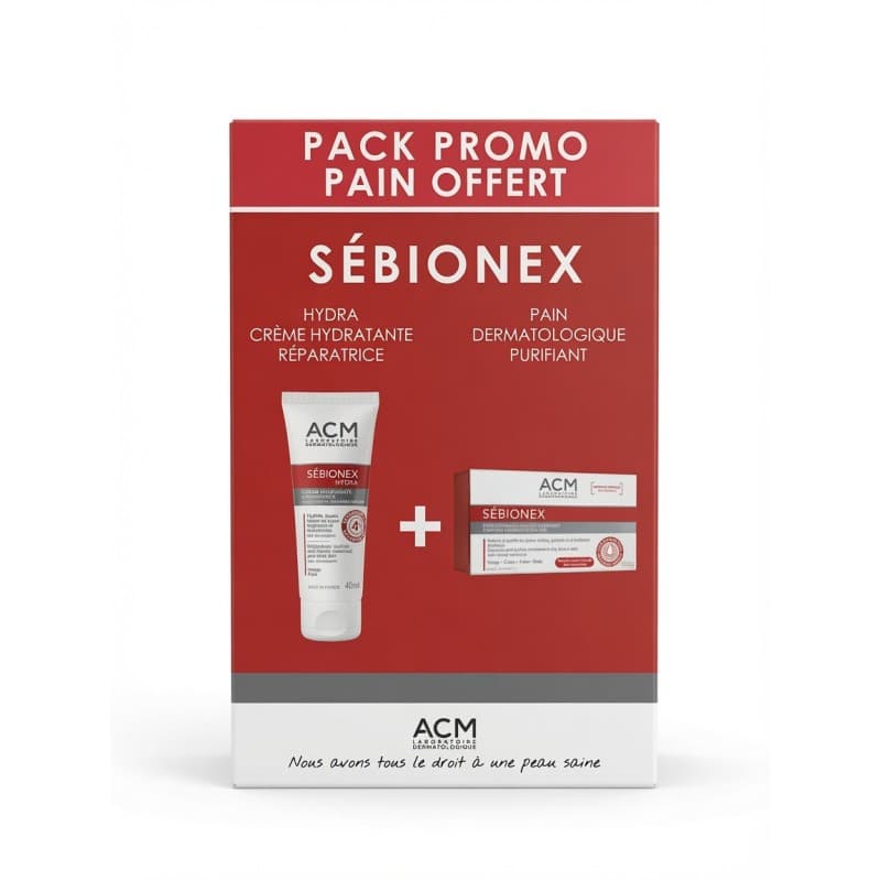 ACM Sébionex Pack Hydra Crème Réparatrice et Pain Dermatologique – 40 ml + 100 g