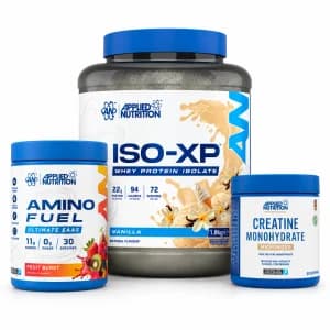 ISO-XP, EAA & Créatine Applied Nutrition : les 3 produits de la sélection par défaut sur fond blanc