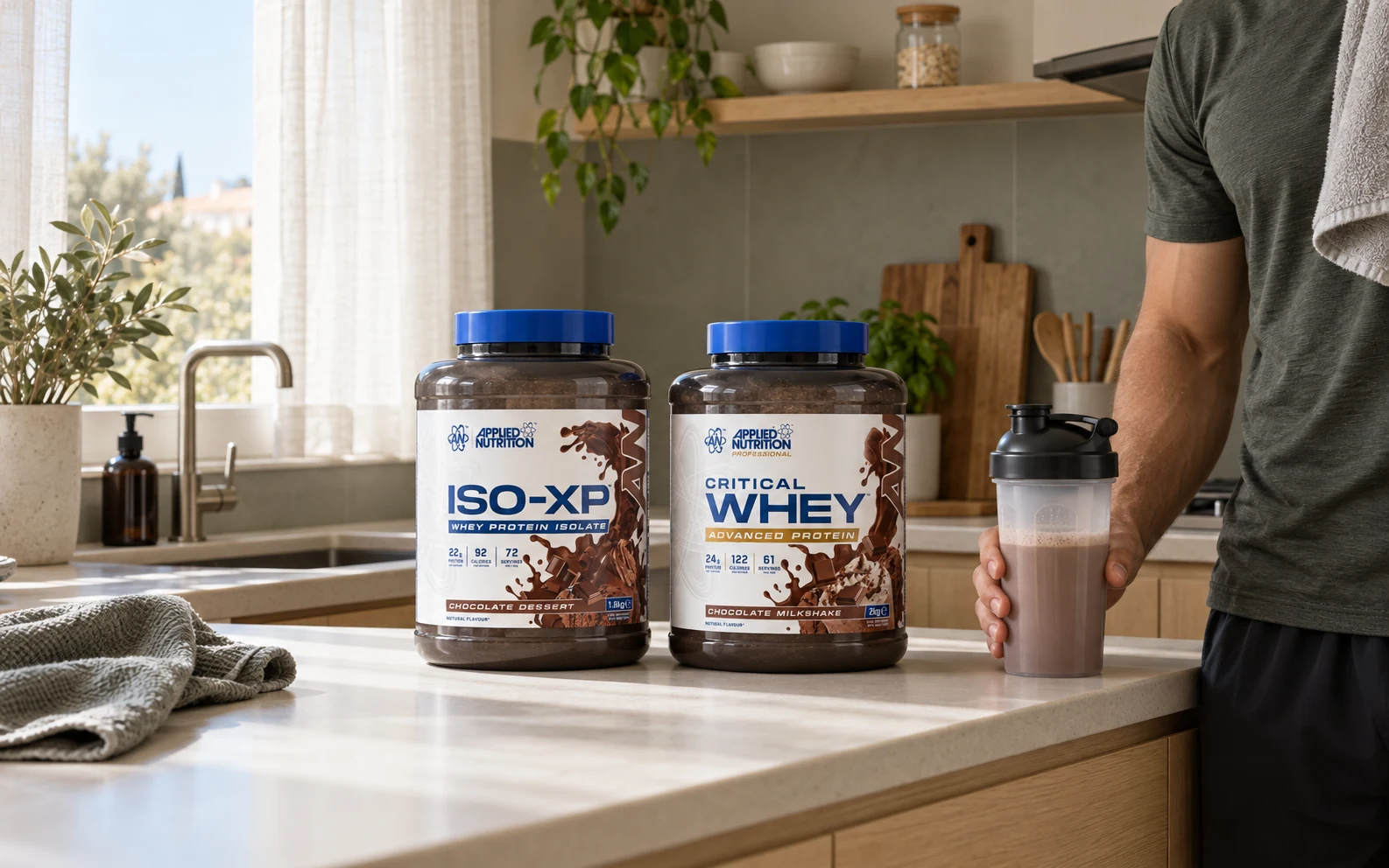 ISO-XP et Critical Whey avec un shaker après l’entraînement