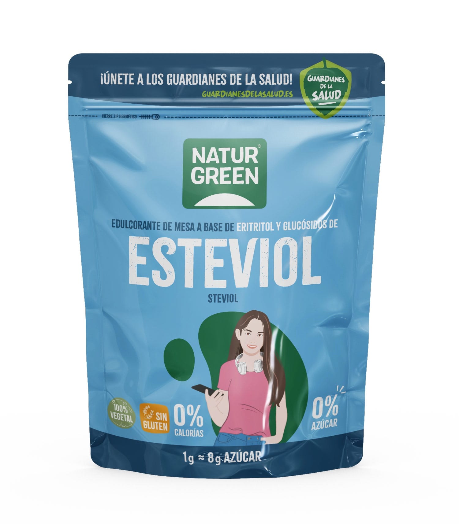 NaturGreen, Erythritol + Steviol, Edulcorant pour Pâtisserie 0 calorie, 500g.