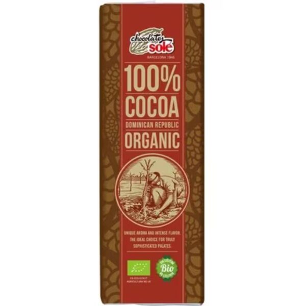 Chocolates Solé, Mini Chocolat 100% Cacao Bio, 25g