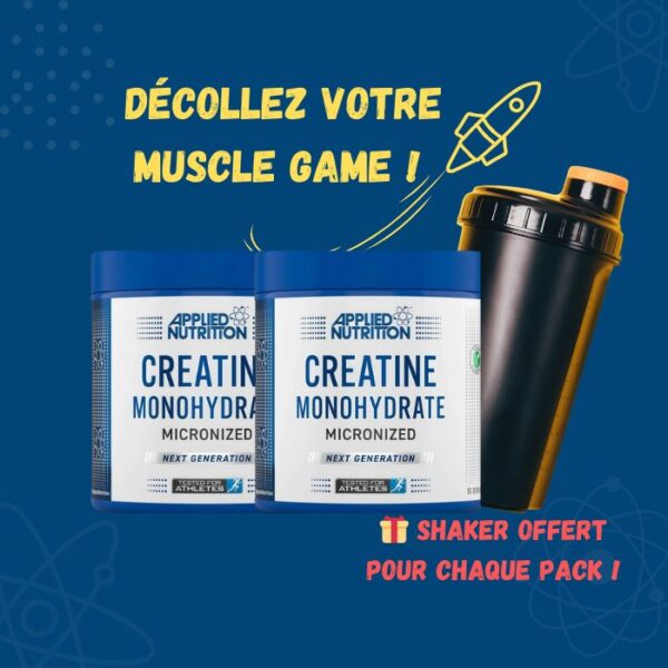 Applied Nutrition, Pack 2 Créatines Monohydrate, Shaker Offert