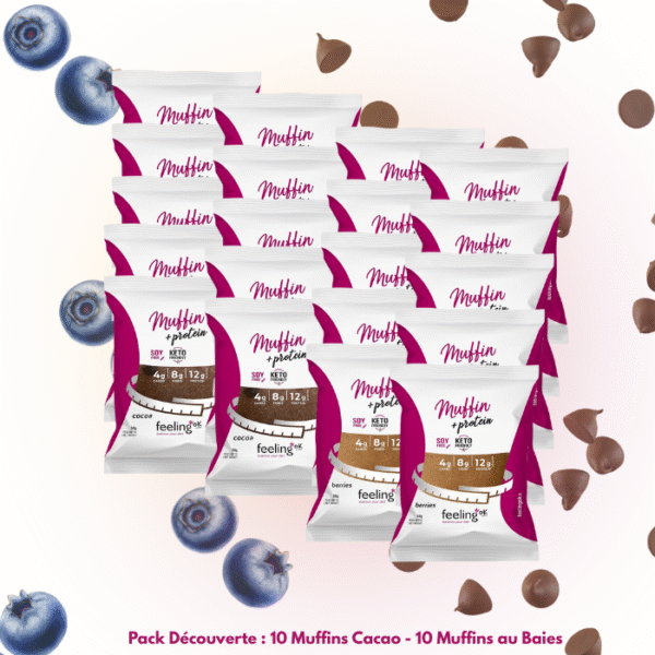 Feeling Ok, Pack Découverte 10 Muffin Cacao - 10 Muffin Baies