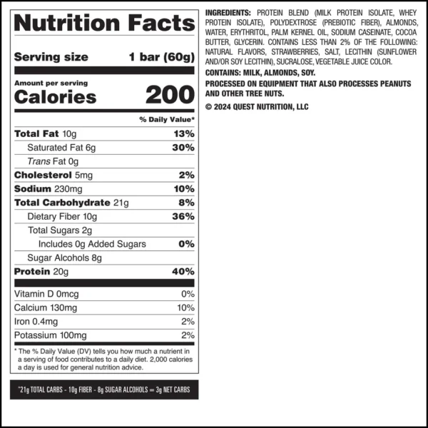 Quest Bar Strawberry Shortcake – 20 g Protéines, 3 g Net-Carbs – Image 4