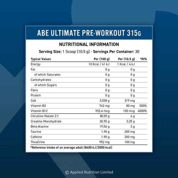 ABE Ultimate Pre-Workout – Energy Flavor – Applied Nutrition 375g – Image 3