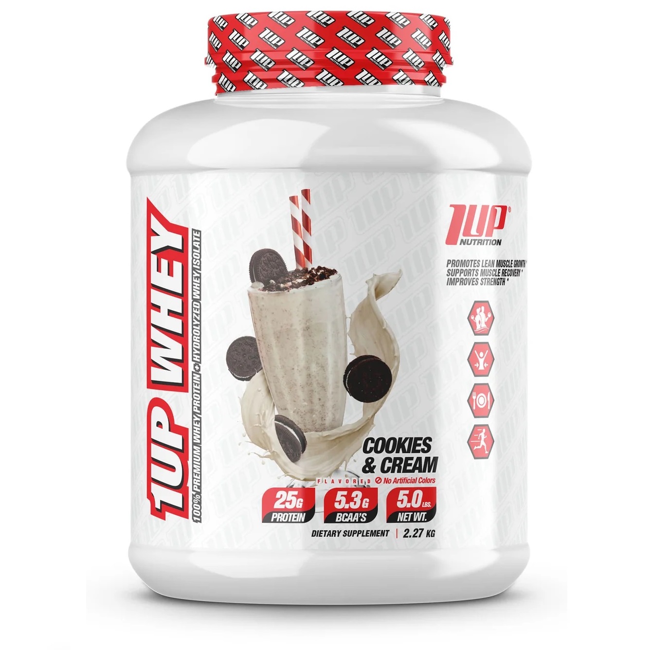 1Up Nutrition, 100% Premium Whey Protein, Cookies and Cream, 2,27 kg