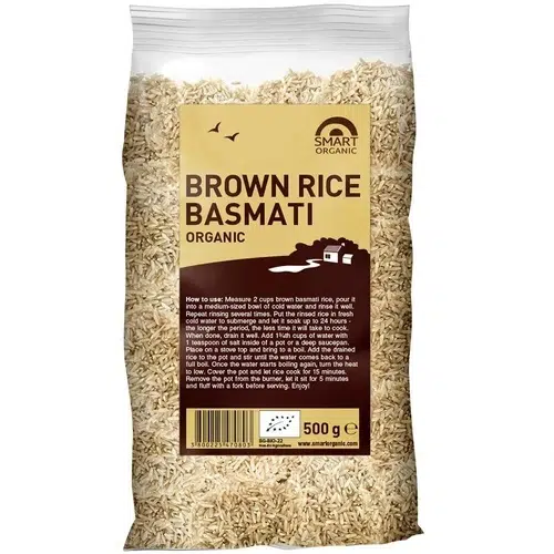 Smart Organic, Riz Basmati Bruns, Bio, 500 g