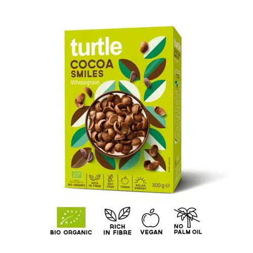 Turtle, Cacao Smiles, Coquilles de Céréales Bio, 300g