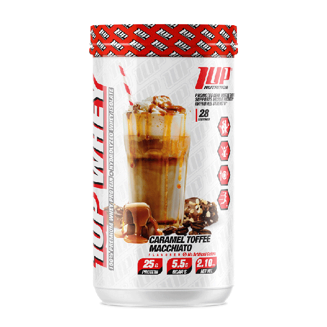 1Up Nutrition, 100% Whey Protein + Hydrolyzed Whey Isolate, Caramel Toffee Macchiato, 980g