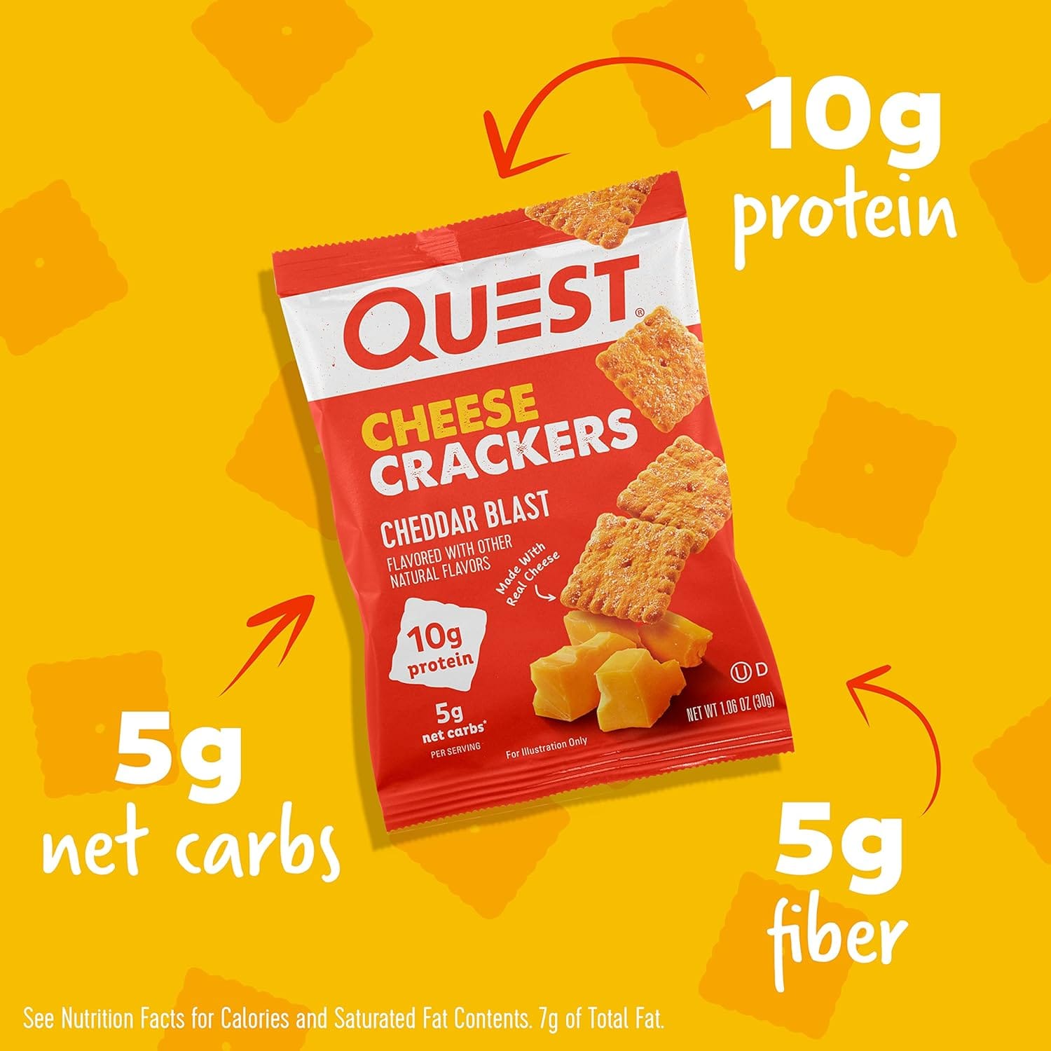 Quest Nutrition, Cheese Crackers, Cheddar Blast, 30g - Image 2