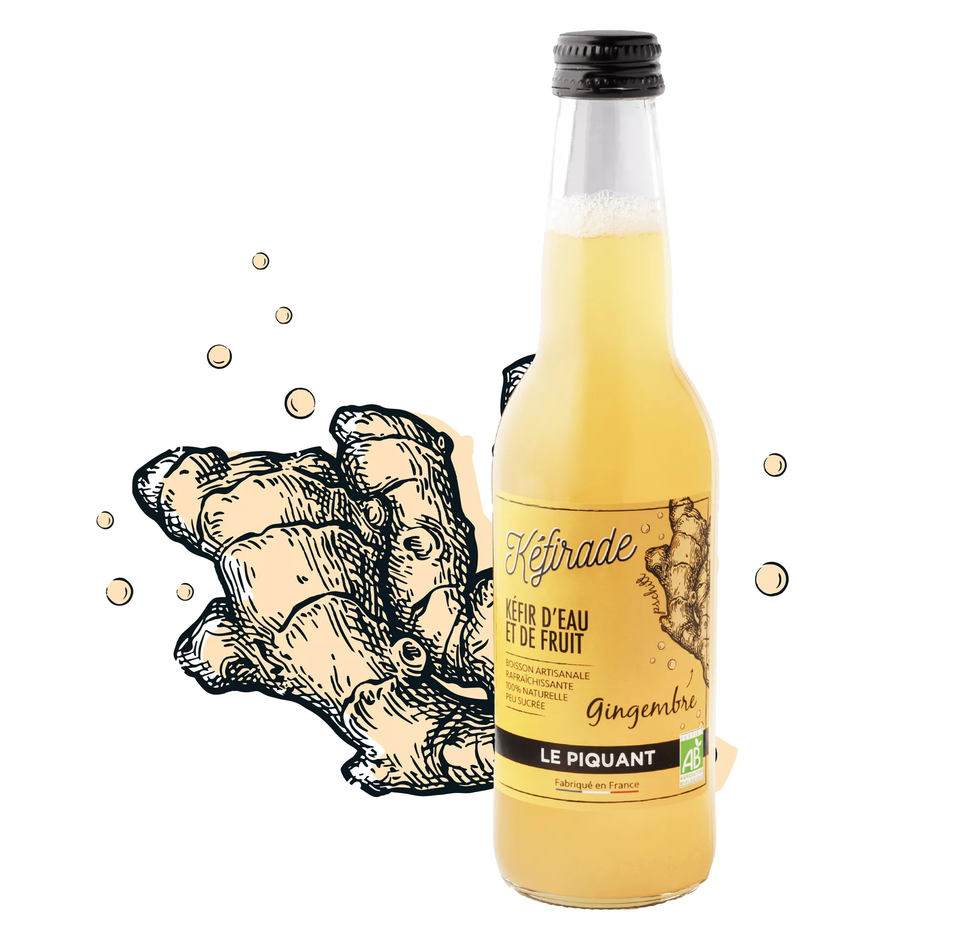 Kefirade, Kéfir d’Eau et de Fruit Gingembre, 33 Cl – Image 2