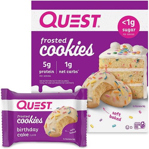 Quest Nutrition, Frosted Cookies, Birthday Cake, Boite de 8, 200g