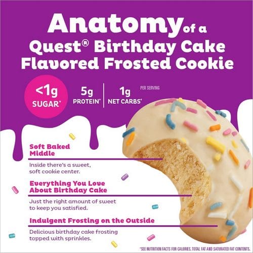 Quest Nutrition, Frosted Cookies, Birthday Cake, Boite de 8, 200g – Image 2