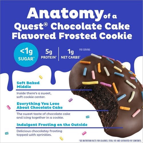 Quest Nutrition, Frosted Cookies, Chocolate Cake, Boite de 8, 200g. - Image 2