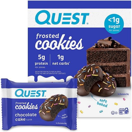 Quest Nutrition, Frosted Cookies, Chocolate Cake, Boite de 8, 200g.