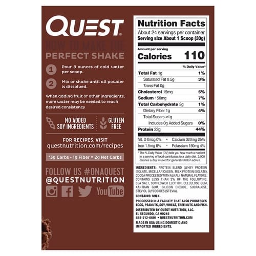 Quest Nutrition, Protéine en poudre, Milkshake au Chocolat, 726g. - Image 2