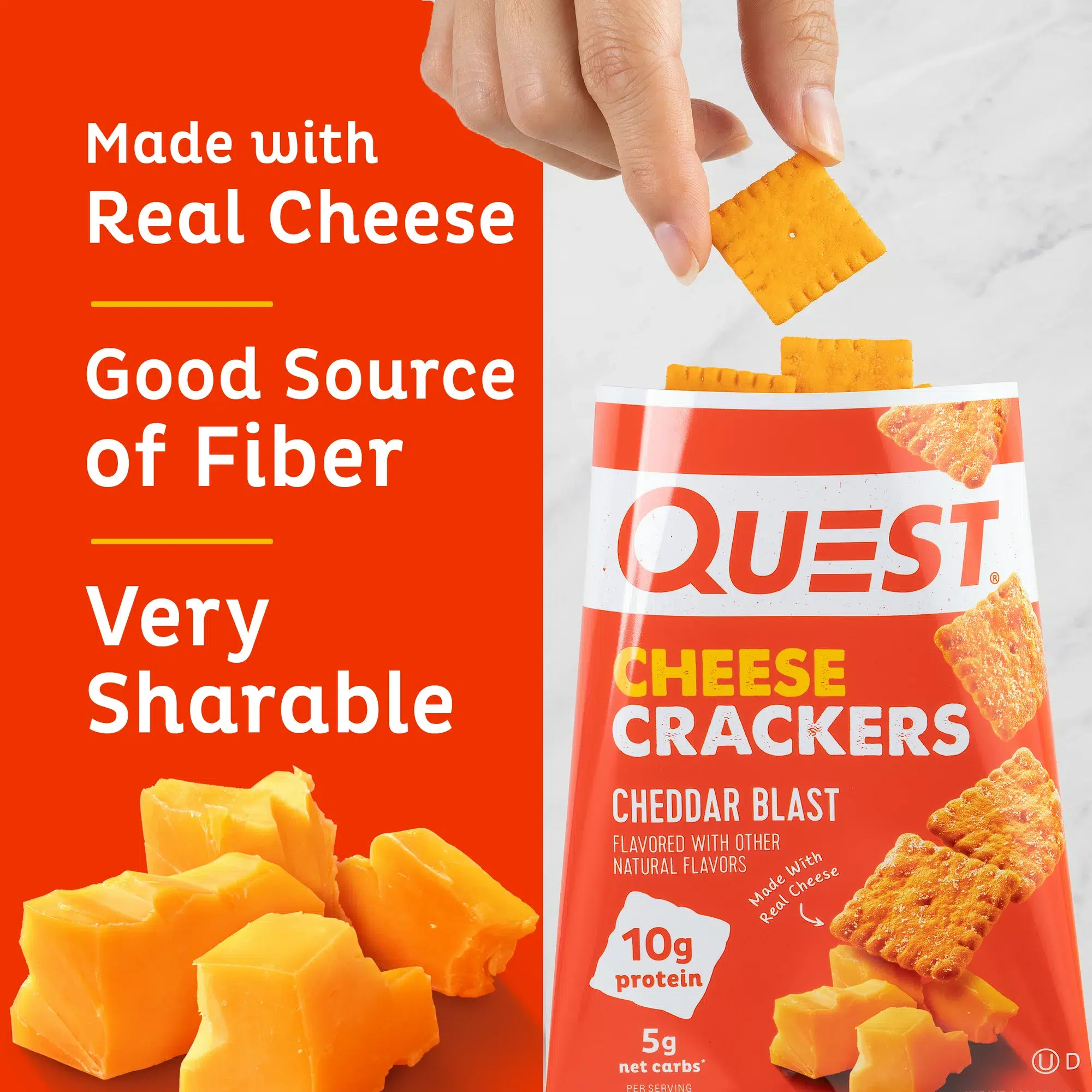 Quest Nutrition, Cheese Crackers, Cheddar Blast, 30g - Image 4