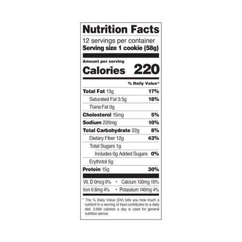 tableau nutritionnel cookies