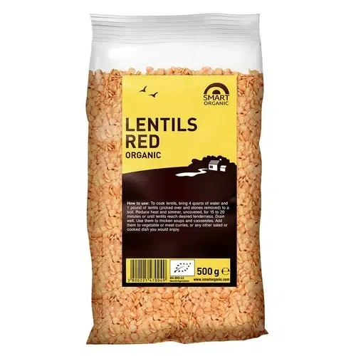 Smart Organic, Lentilles Rouges Bio, 500 g