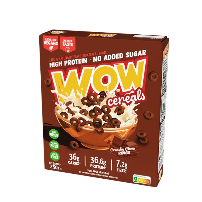 Wow Cereal - Céréales Protéinées Sans Sucre Saveur Chocolat - 250g