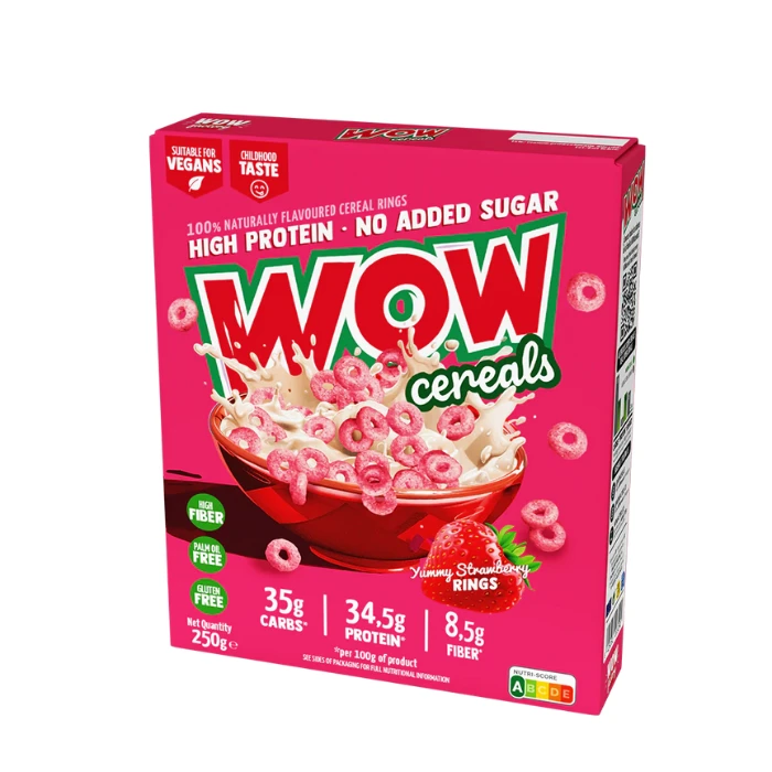 Wow Cereal - Céréales Protéinées Sans Sucre Saveur Fraise - 250g