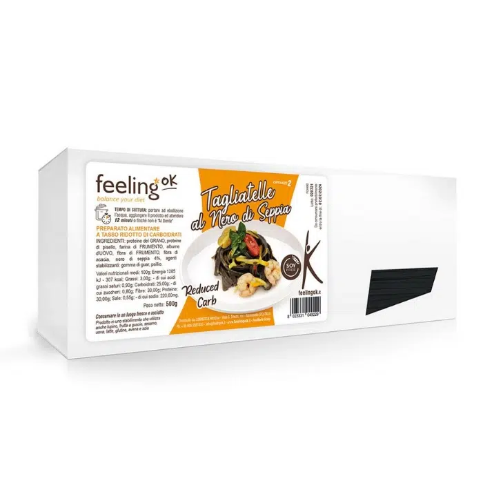 Feeling Ok, Tagliatelle with Cuttlefish Ink, Low Carb, 500g