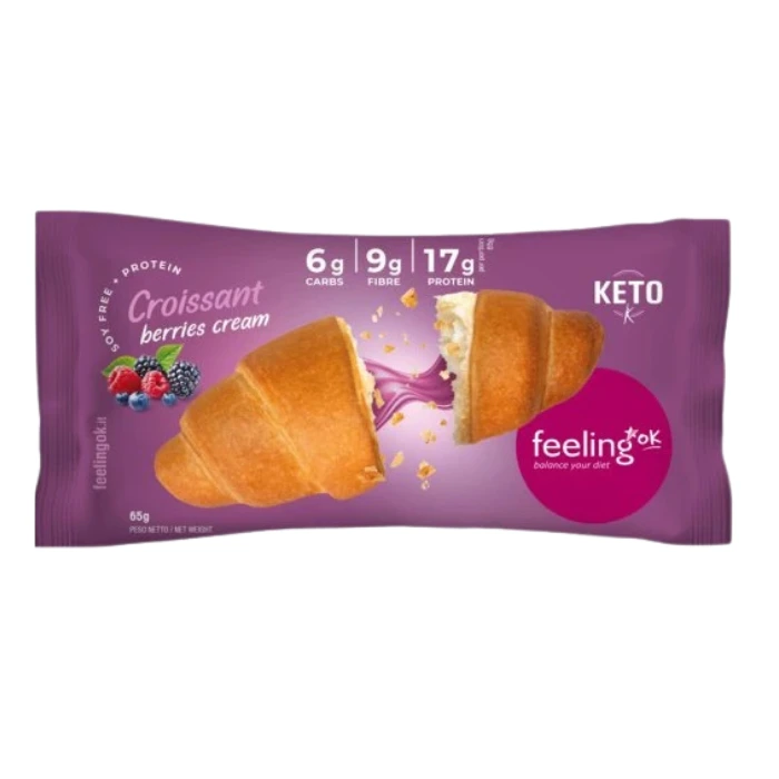 Feeling Ok, Croissant Fourré à la crème aux Fruits Rouges, 65g