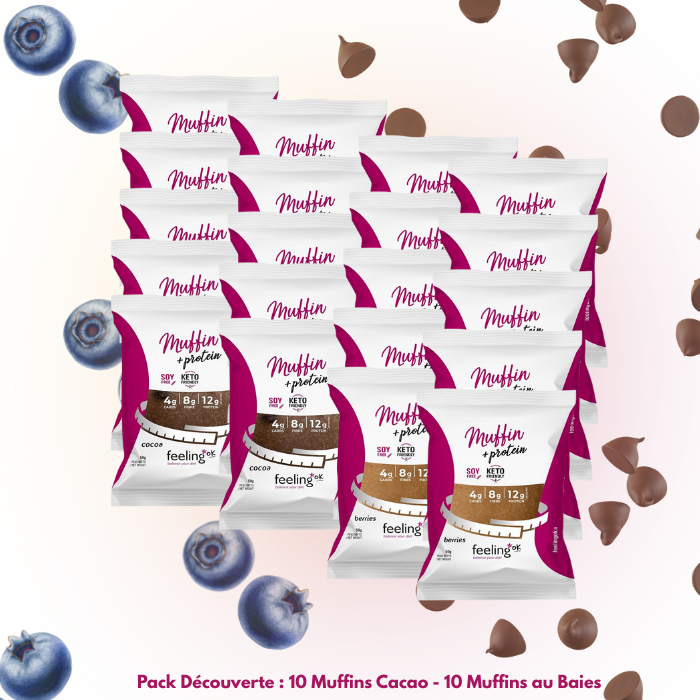 Feeling Ok, Pack Découverte 10 Muffin Cacao - 10 Muffin Baies.