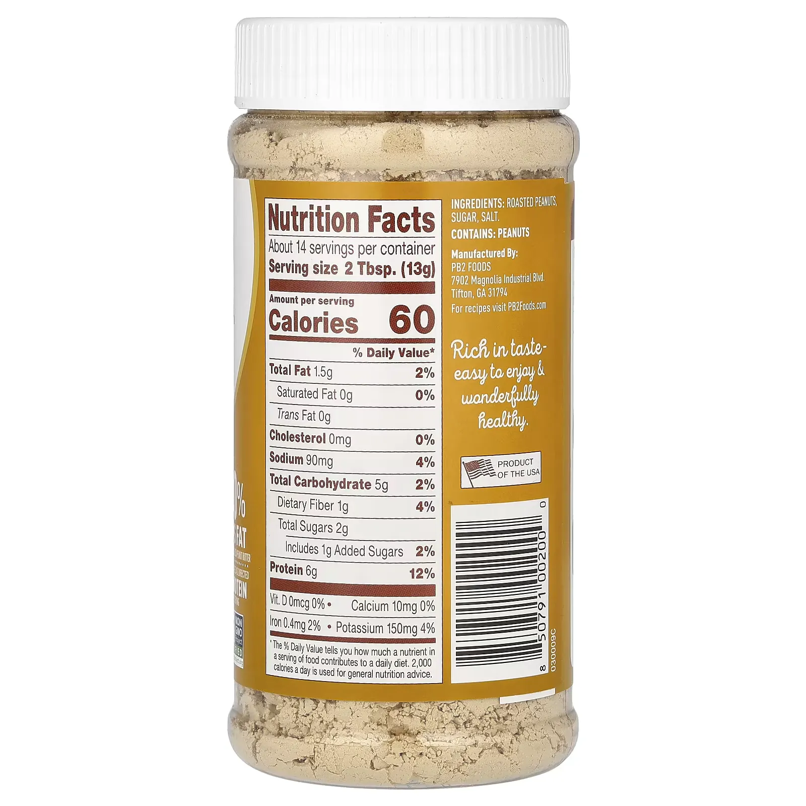 PB2 Beurre de Cacahuète en Poudre 184g – 90% moins de gras – Image 2