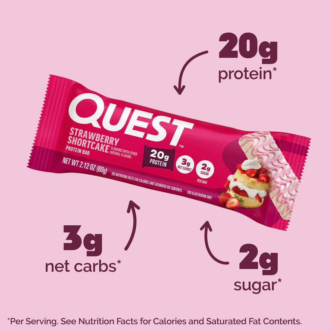 Quest Bar Strawberry Shortcake – 20 g Protéines, 3 g Net-Carbs – Image 3