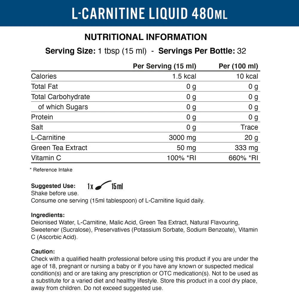 L-Carnitine Liquid 3000 avec Thé Vert Applied Nutrition Tangy Orange - 473 ml – Image 2