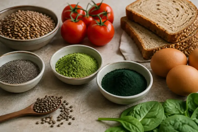 Chia, moringa, spiruline — illustration originale