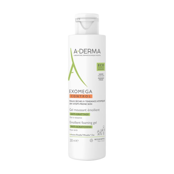 A-Derma Exomega Control Gel Moussant Émollient Visage Corps – 200 ml