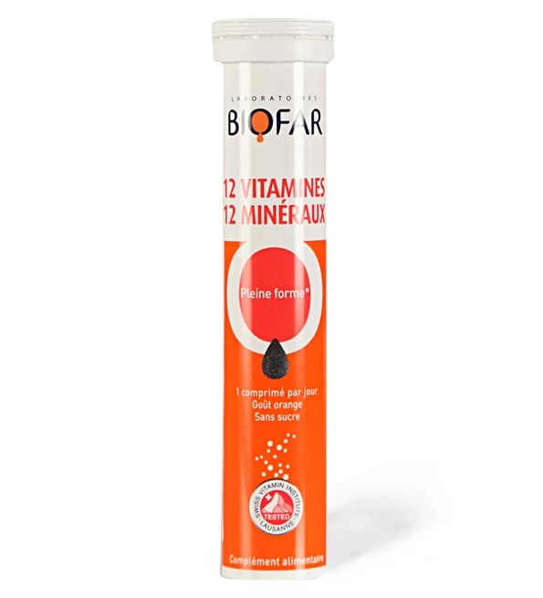 Biofar 12 Vitamines et 12 Minéraux – 20 comprimés effervescents