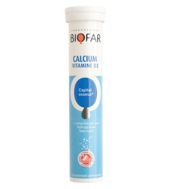 Biofar Calcium Vitamine D3 – 20 comprimés effervescents