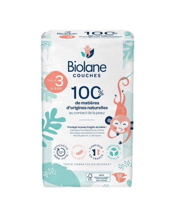 Biolane Couches Taille 3 (4-9 kg) – 52 unités